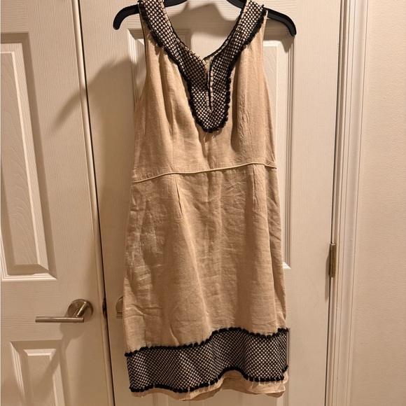 J. Crew Black and Cream Sleeveless Sundress with Embroidered Design - Picture 1 of 5